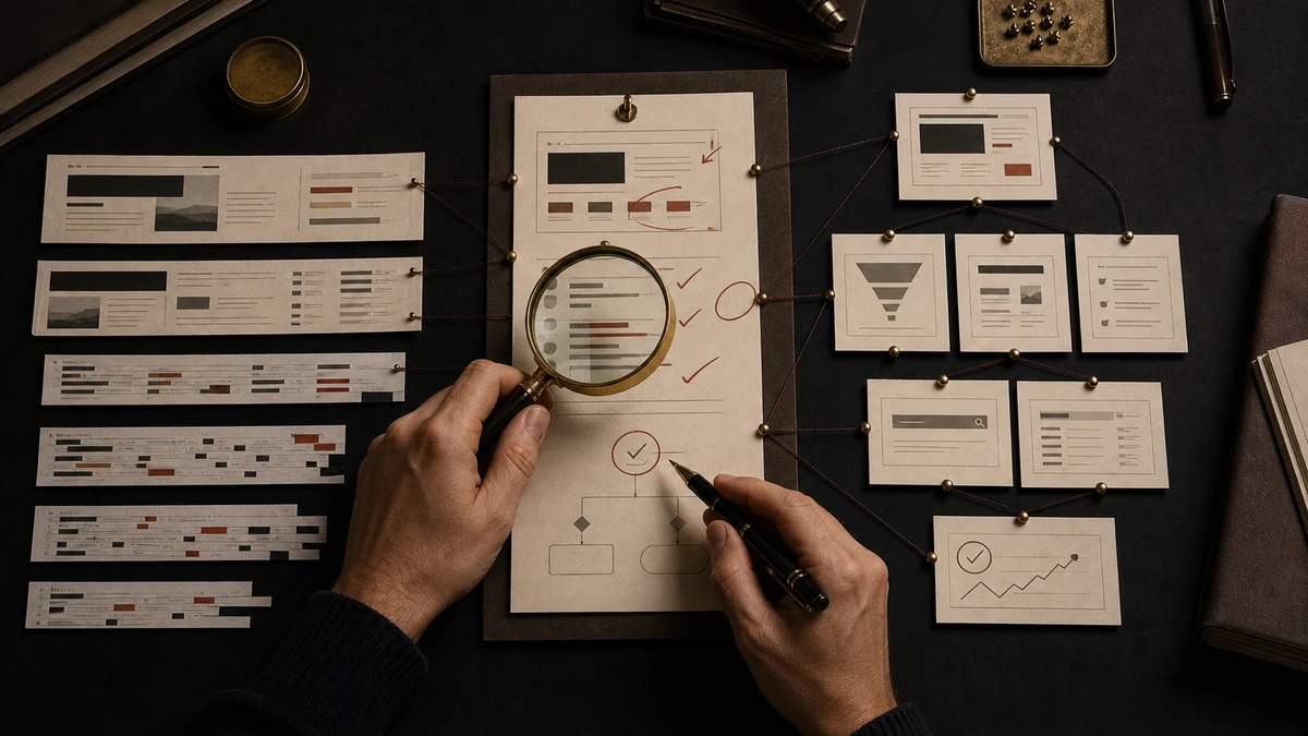 AI-generated business outputs inspected through an operator checkpoint before becoming a corrected website, funnel, search, and decision system.