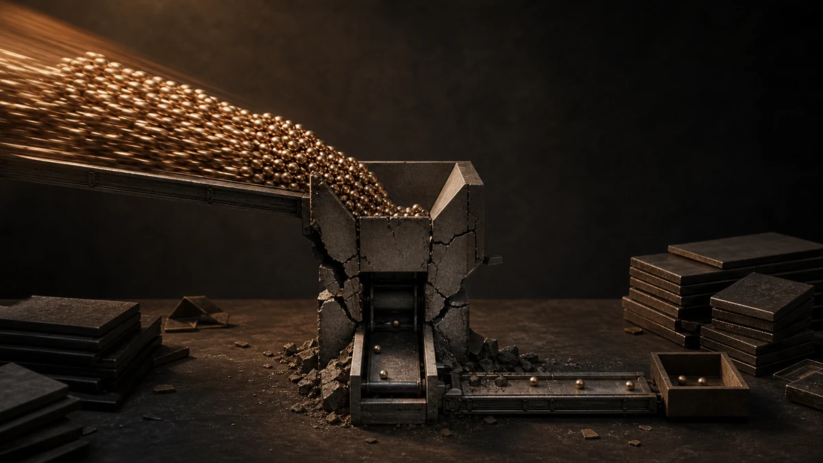 Growth pressure entering a narrow business structure that cracks before the work can pass through.