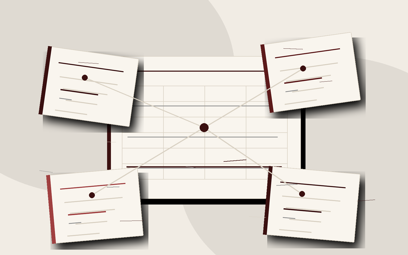 A shared decision table with separate principal memos connected to the same decision.