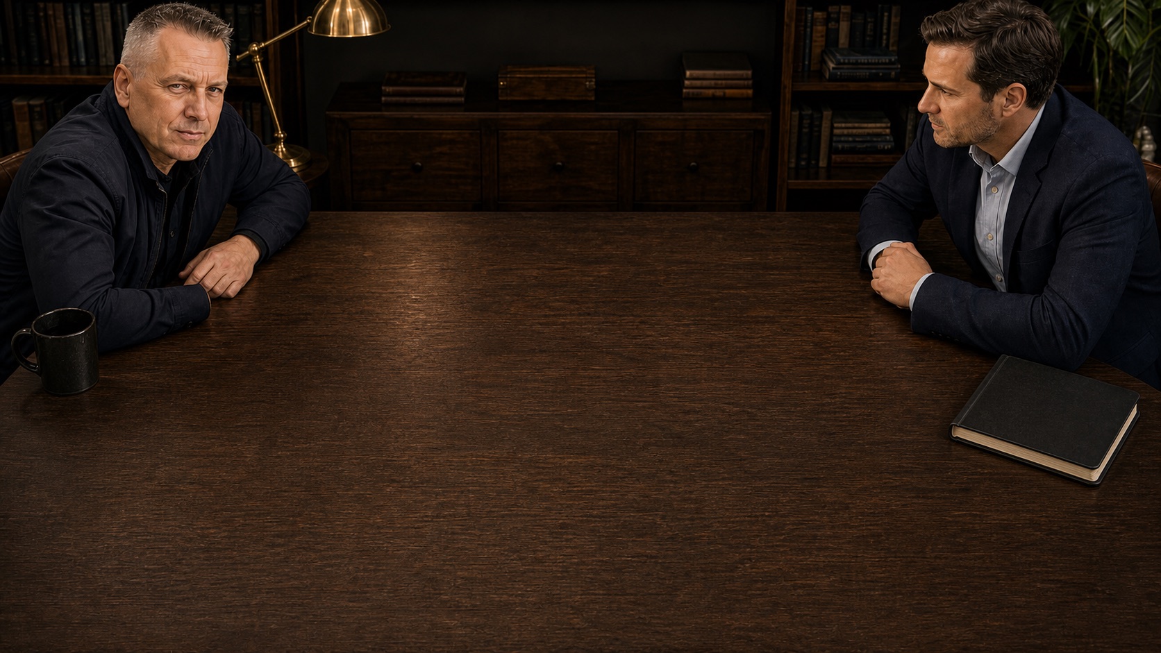 Illustration of a business conversation about an ownership transition.