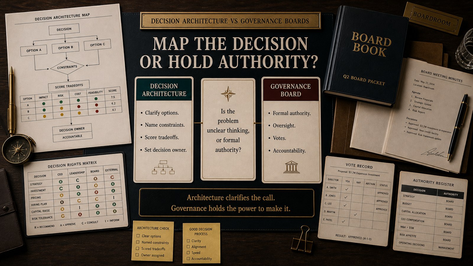 Decision Architecture vs Governance Boards decision visual