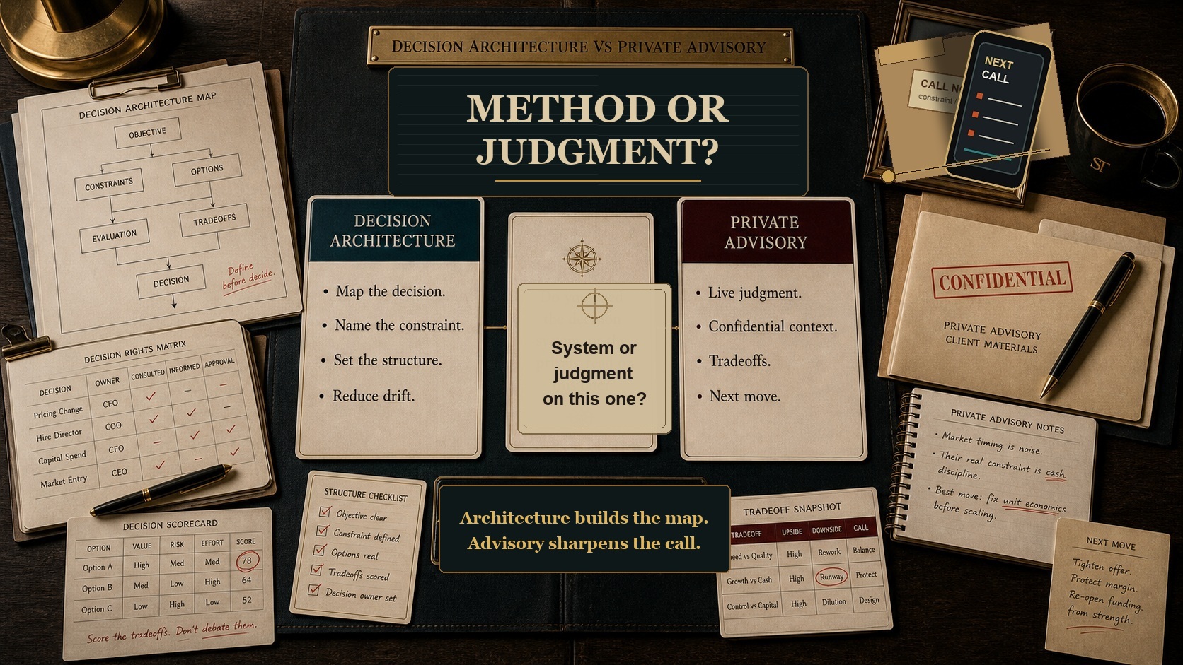 Decision Architecture vs Private Advisory decision visual