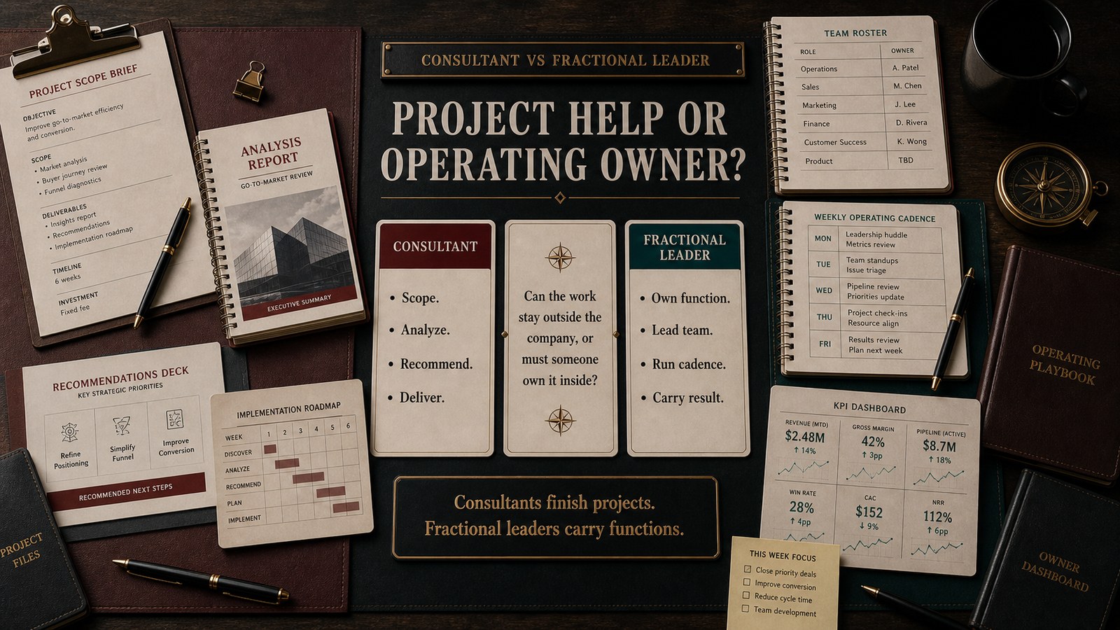 Consultant vs Fractional Leader decision visual