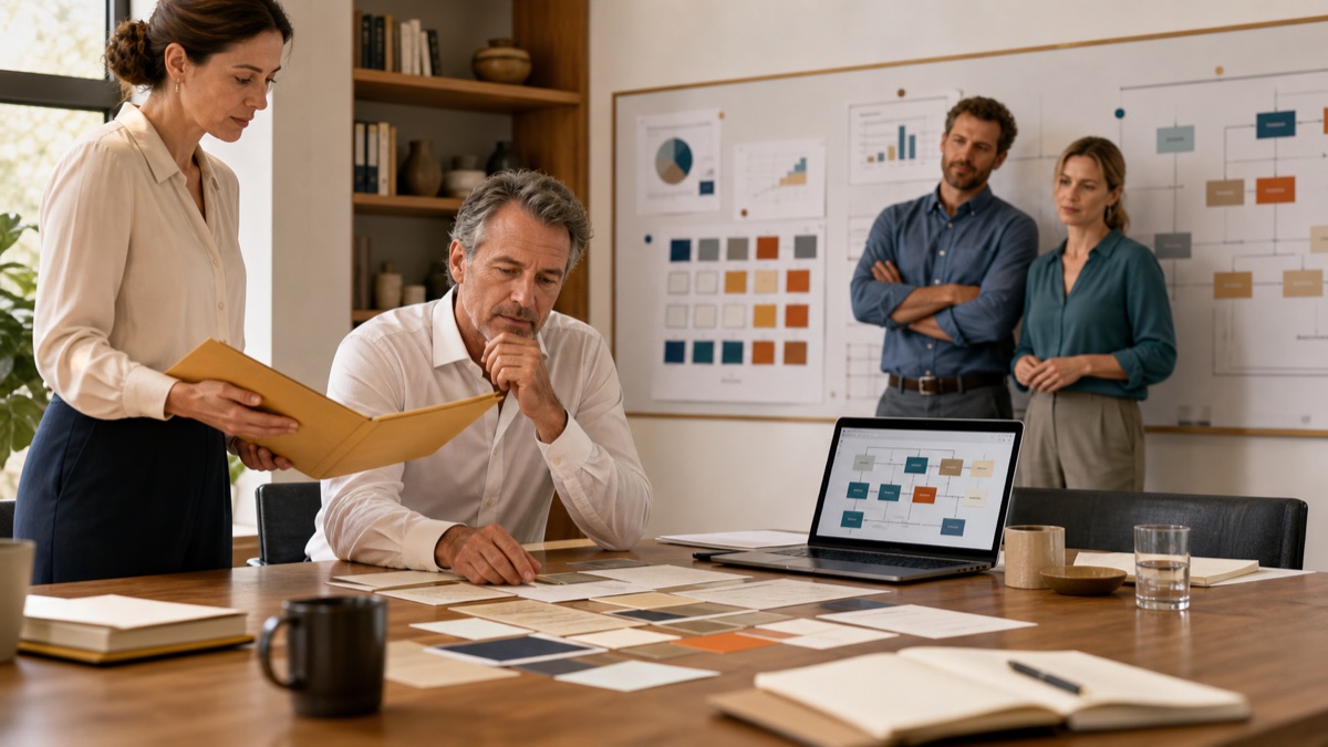 An owner-operated business team mapping private equity, authority, and transferability decisions.